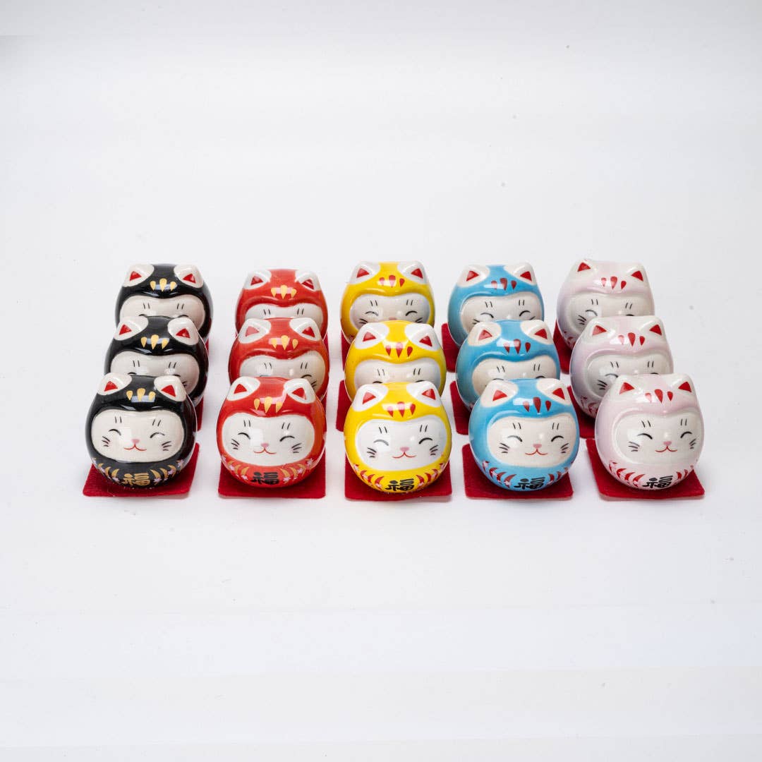 Small Daruma Cat Figurines 2.5 Inch