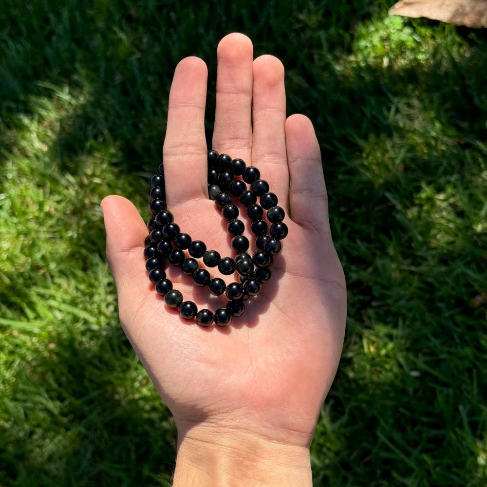 Energy Beads - 8mm Black Onyx - Beaded Bracelet -