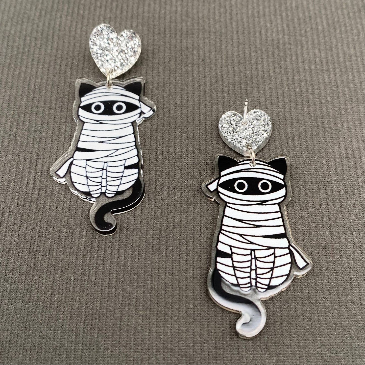 Mummy Cat Acrylic Earrings