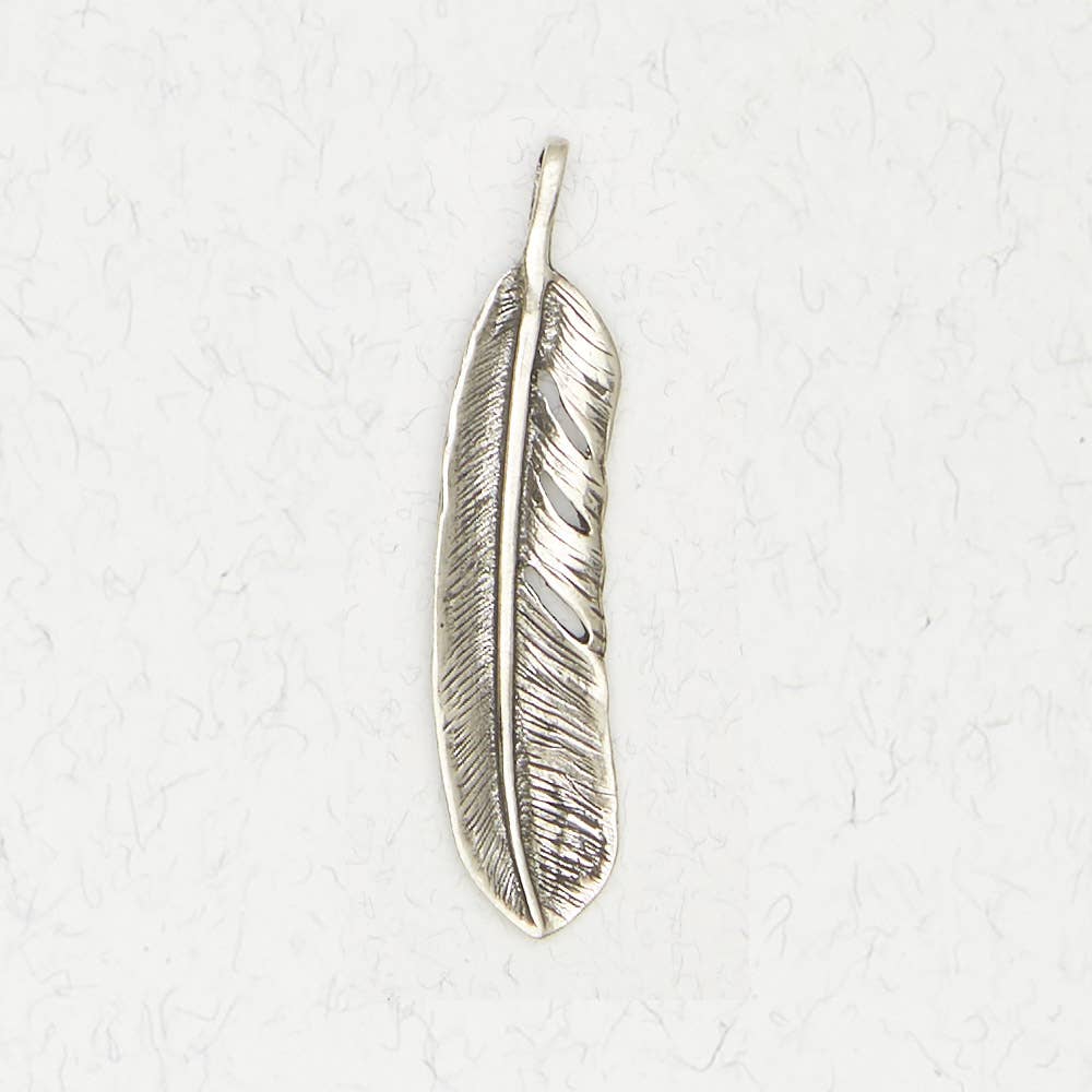 Southwestern Pewter Pendant Necklace - Eagle Feather: Pewter