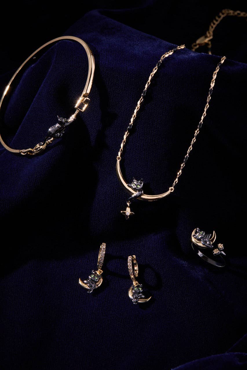 Celestial Cat Inline Necklace: Two Tone