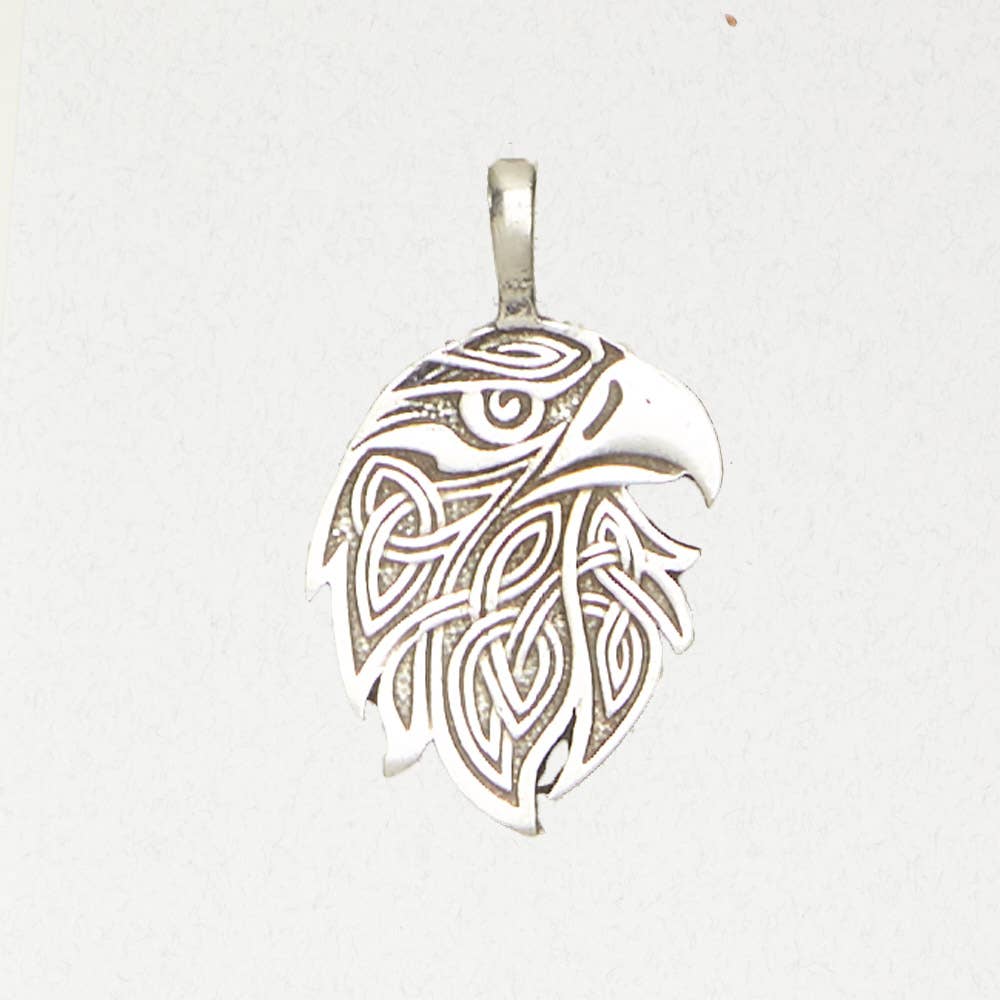 Celtic Pewter Pendant Necklace - Celtic Hawk: Pewter
