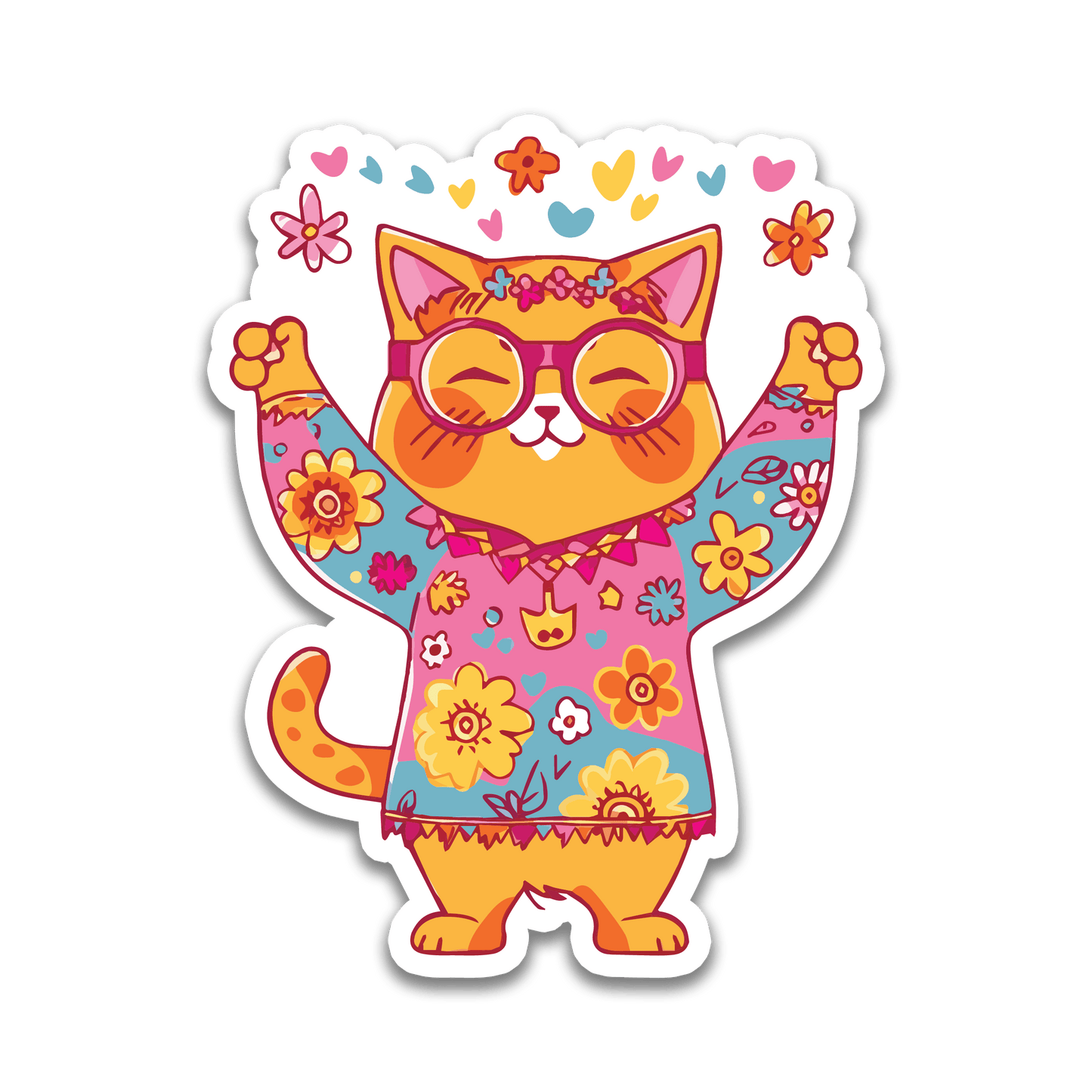 Stickers - S Finn - Hippie Cat - 2.4 x 3 in