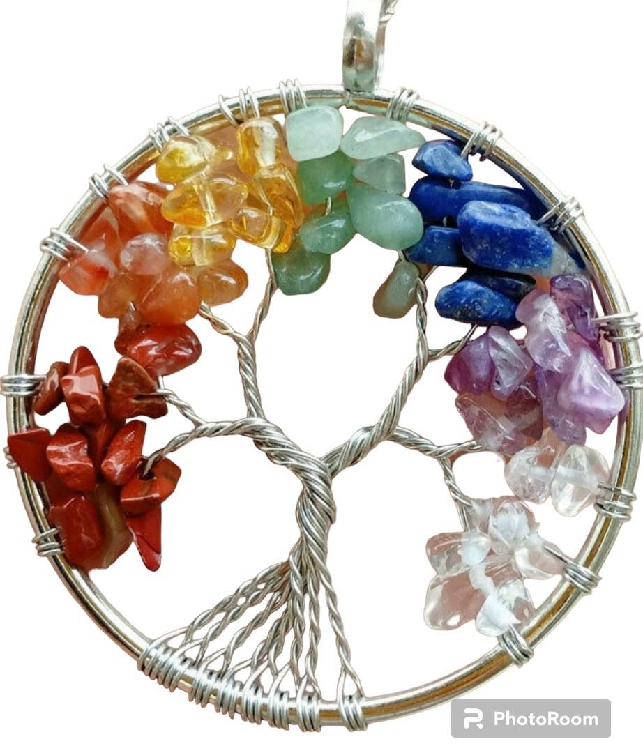 Tree of Life Gemstone Pendant Necklaces: Green Aventurine