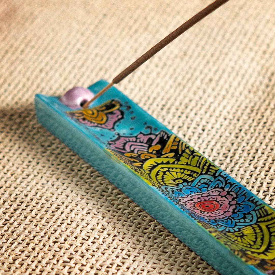 Handpainted Ceramic Incense Holder - Mandala