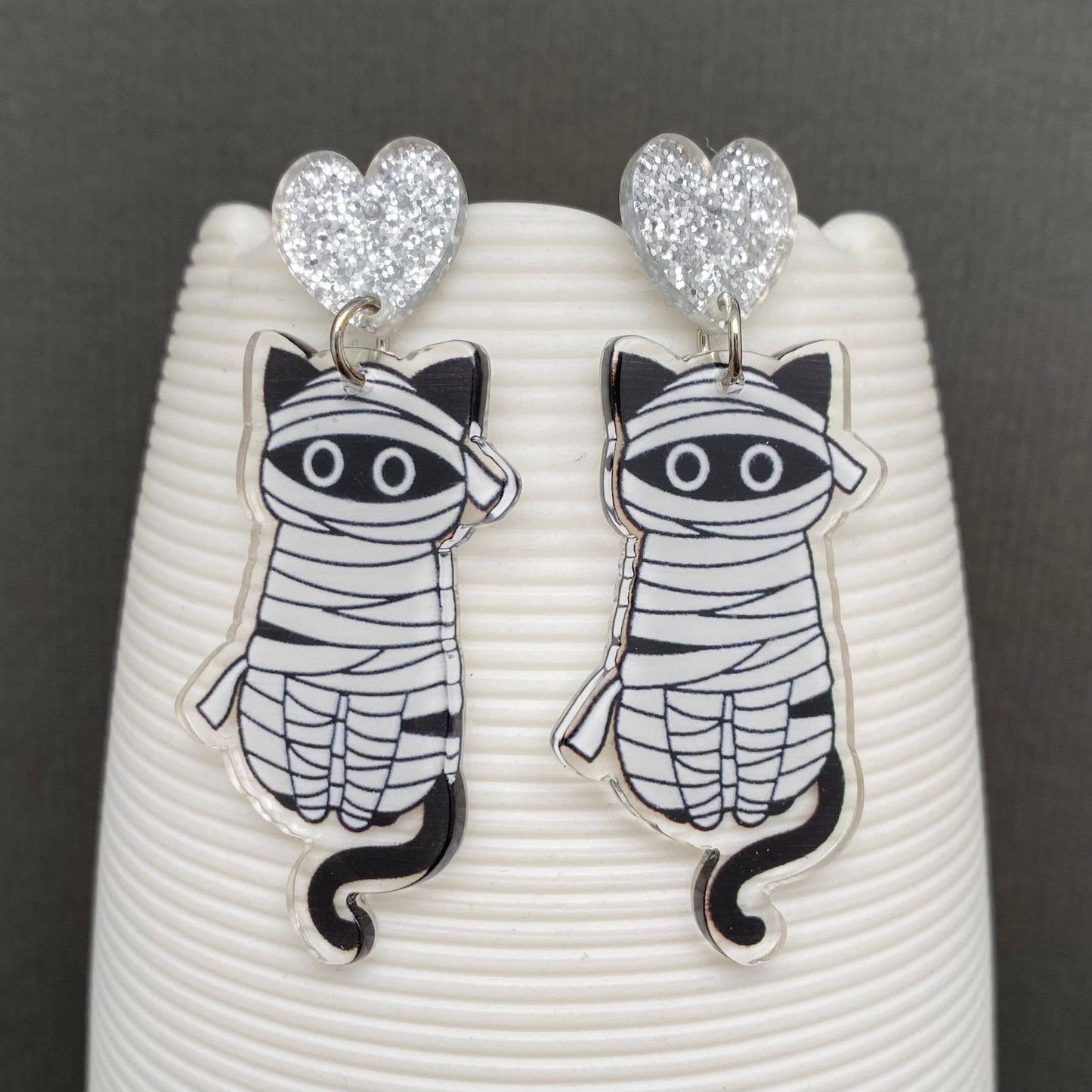 Mummy Cat Acrylic Earrings