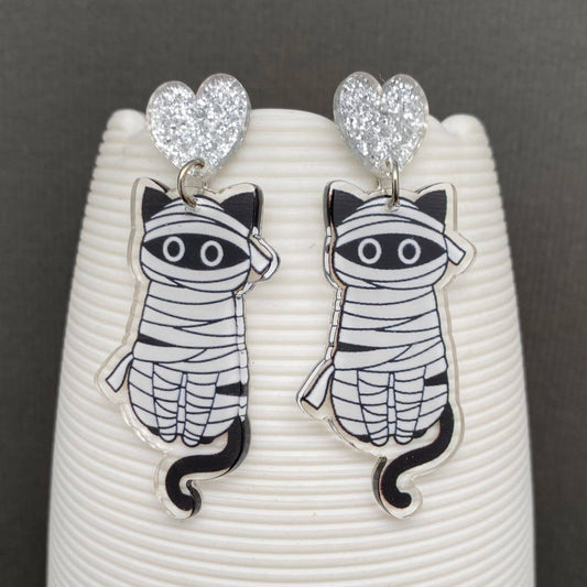 Mummy Cat Acrylic Earrings