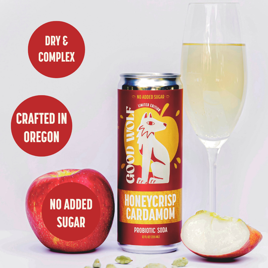 Honeycrisp Cardamom Probiotic Soda - No Added Sugar - 12oz