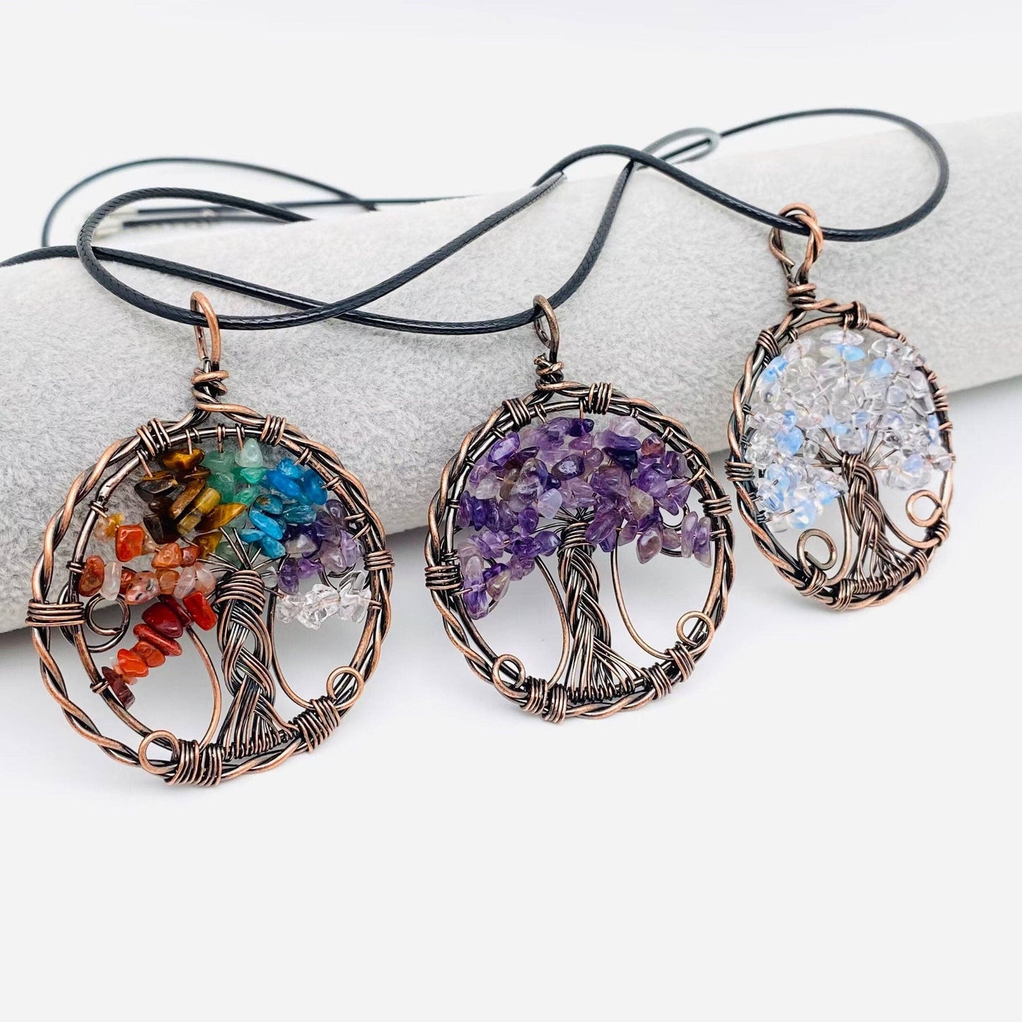 Wire-Wrapped Tree of Life Necklace - Green Aventurine