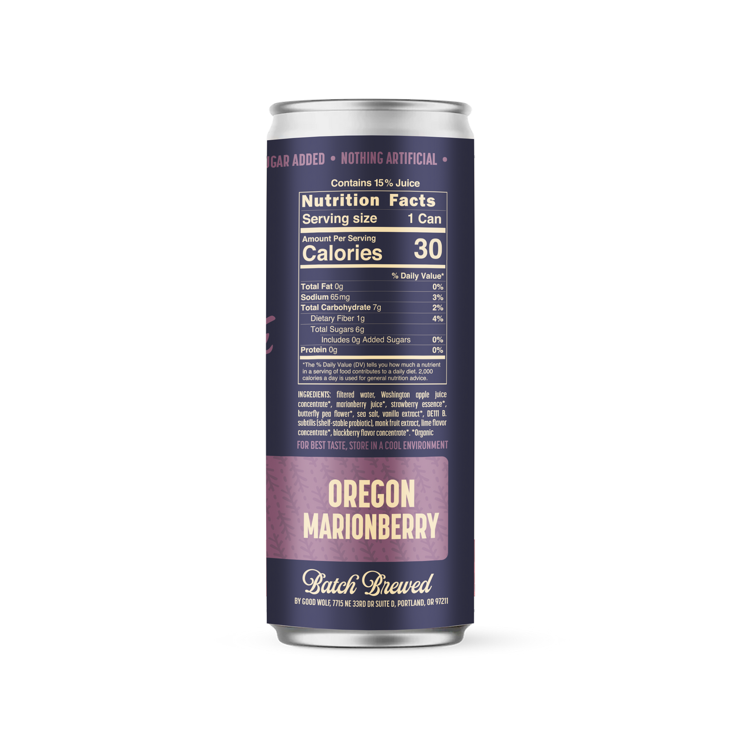 Marionberry Probiotic Soda - No Added Sugar; Hand-Crafted