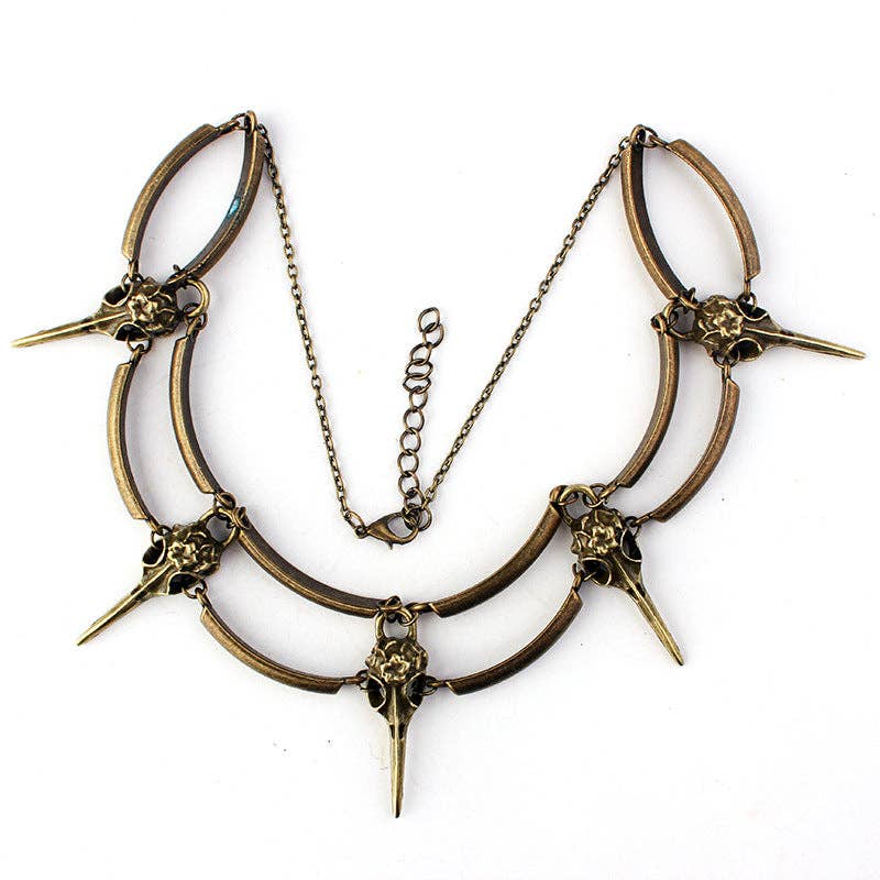 Gothic Retro Bird Skull Necklace