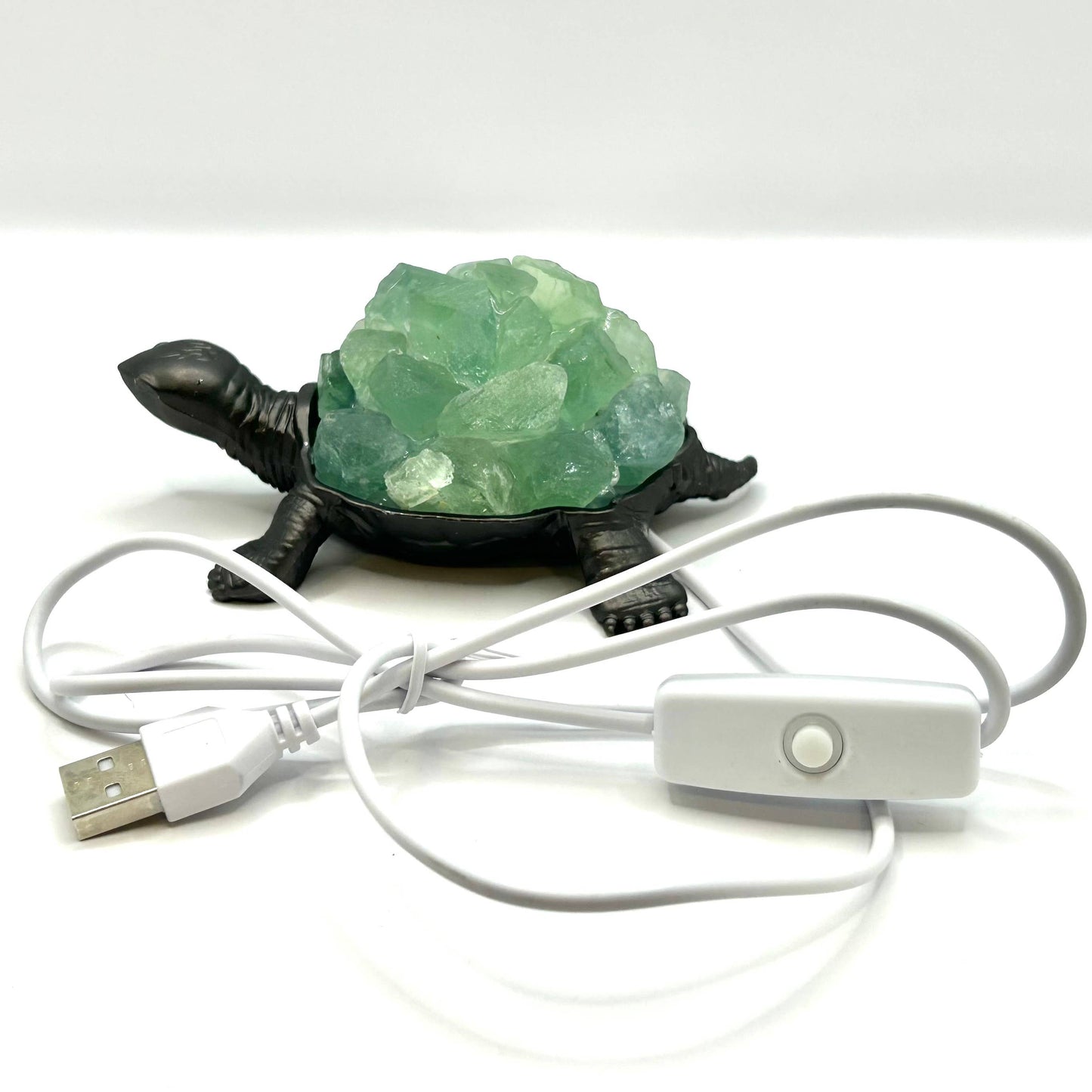 Turtle Gemstone Night Light : 4 Amethyst & 2 Fluorite