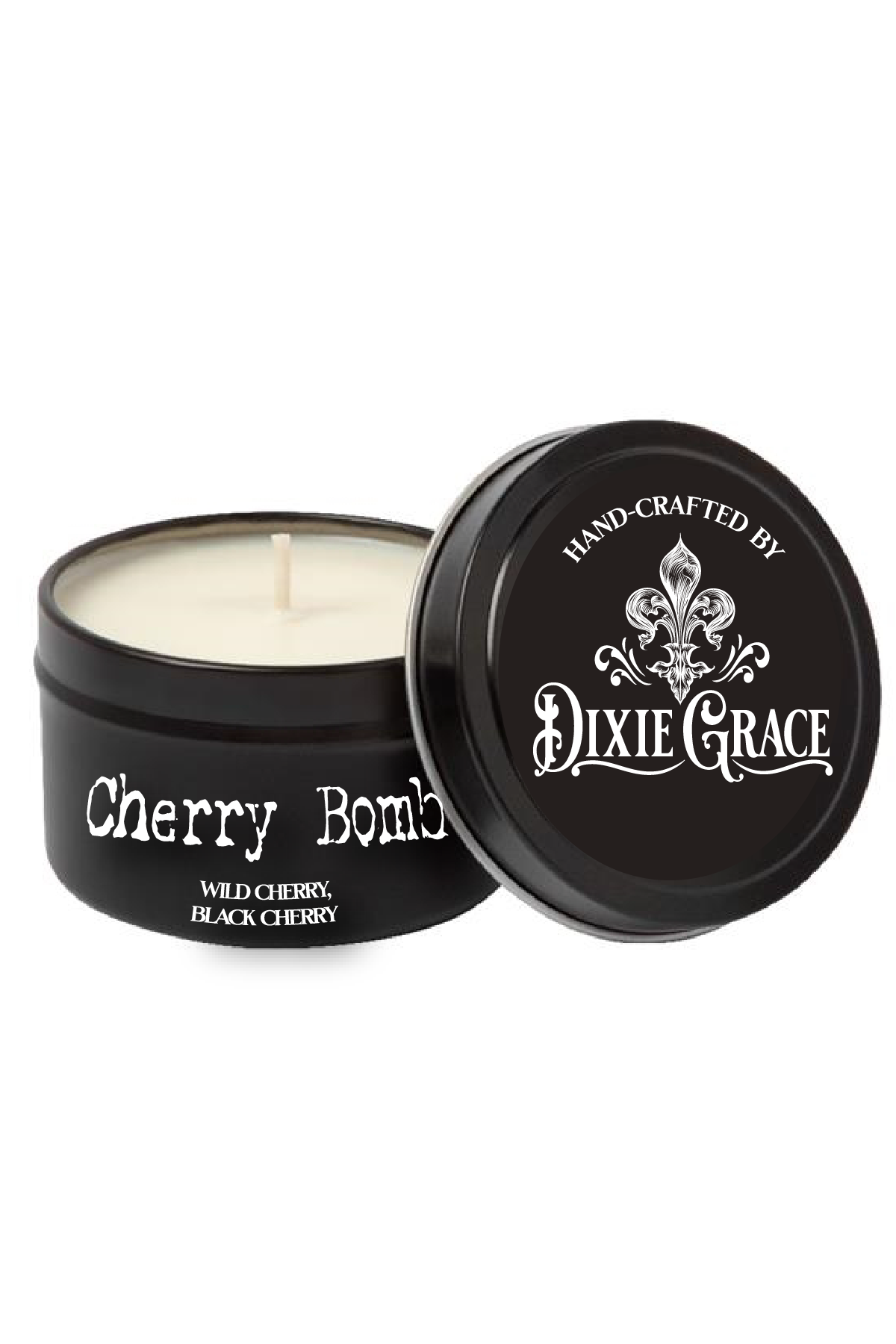 Dixie Grace - Cherry Bomb - 8 oz Candle Tin - Cotton Wick