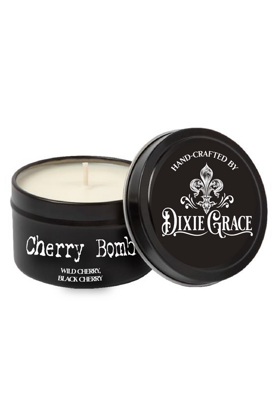 Dixie Grace - Cherry Bomb - 8 oz Candle Tin - Cotton Wick