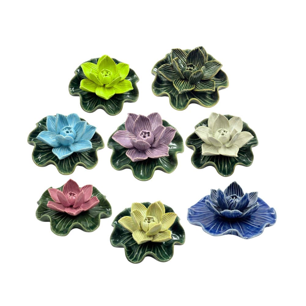 Ceramic Lotus Leaf Incense Holder