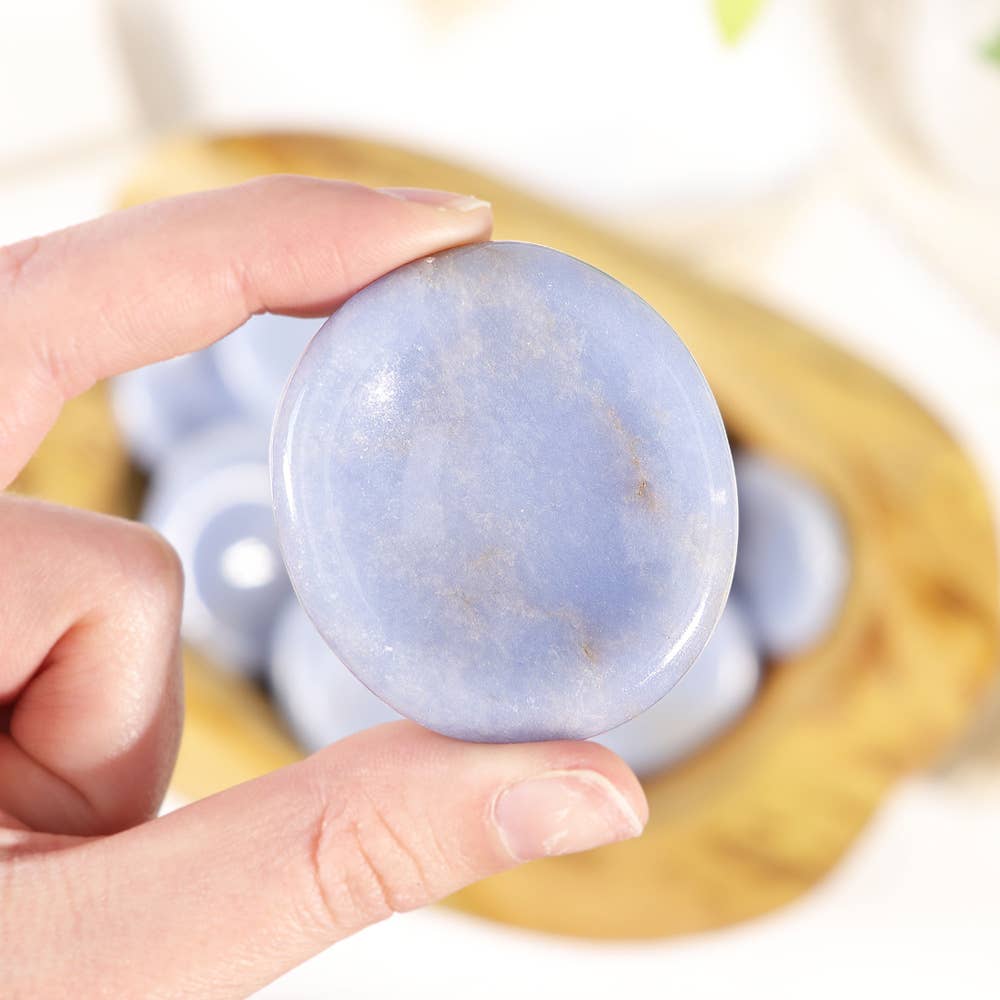 Angelite Worry Stone - Angelite Thumb Stones