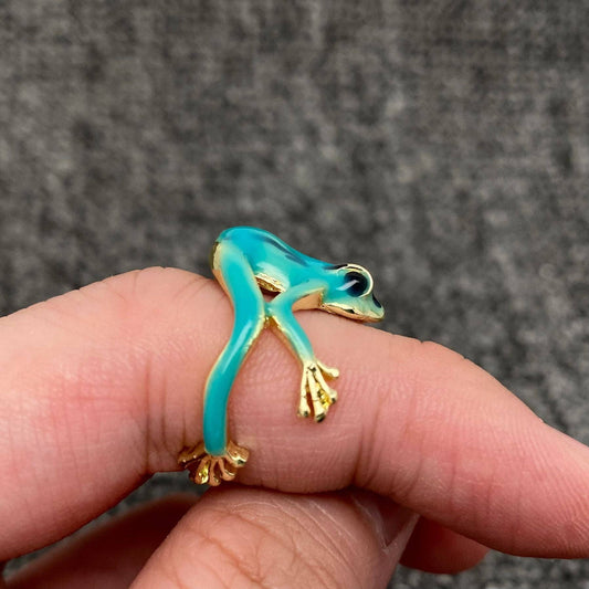 Enamel Tree Frog Ring - Blue