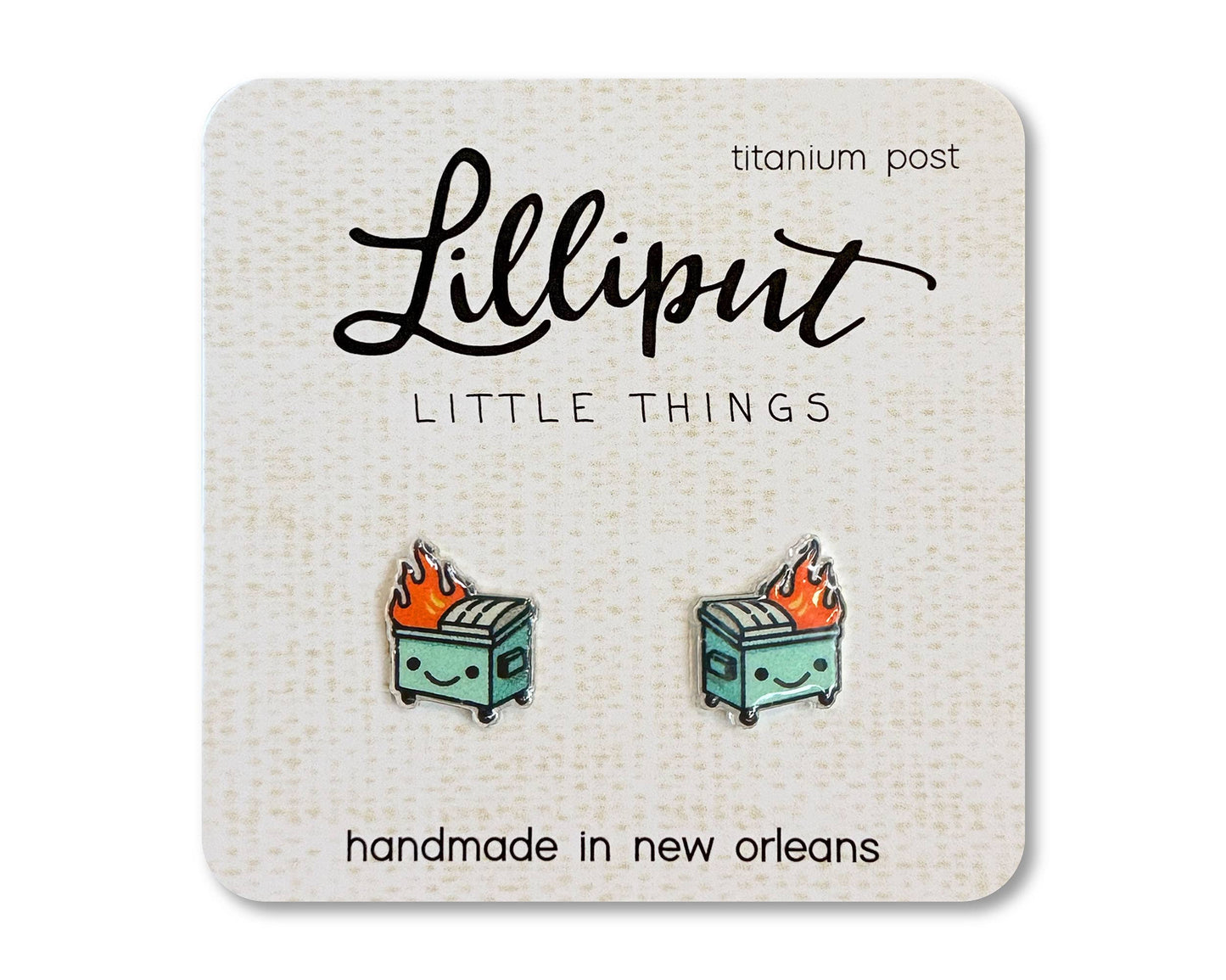 Lilliput Earrings - Kawaii Dumpster Fire
