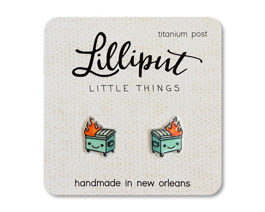 Lilliput Earrings - Kawaii Dumpster Fire