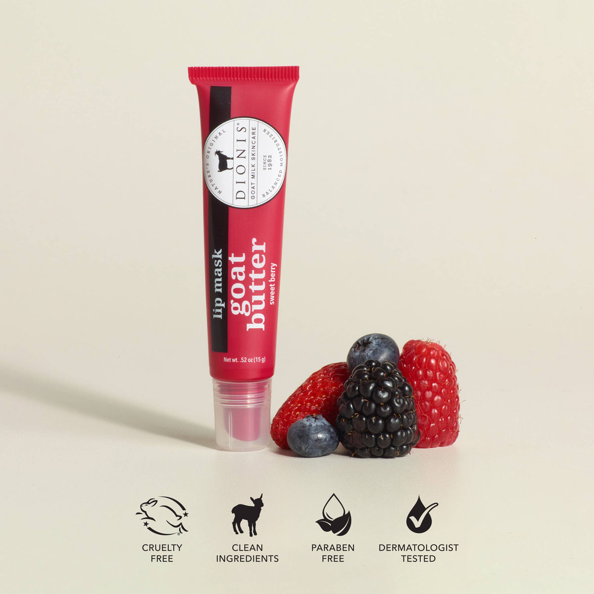 Dionis Sweet Berry Goat Butter Lip Mask, .52 oz.