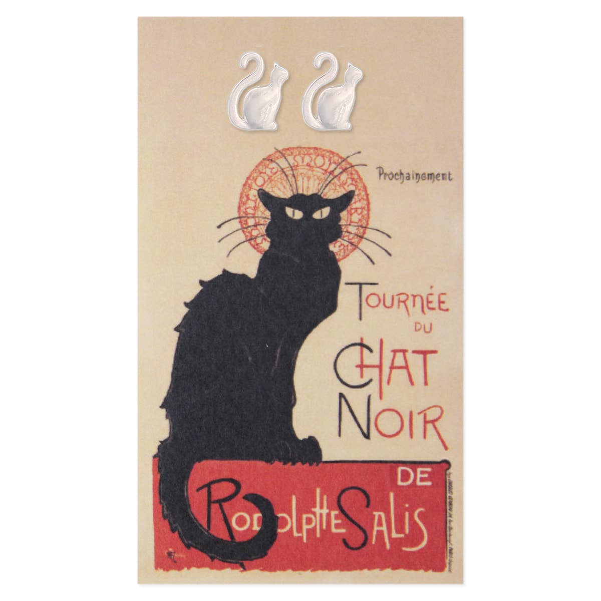 Earrings - Chat Noir Fine Art Silver Cat Post