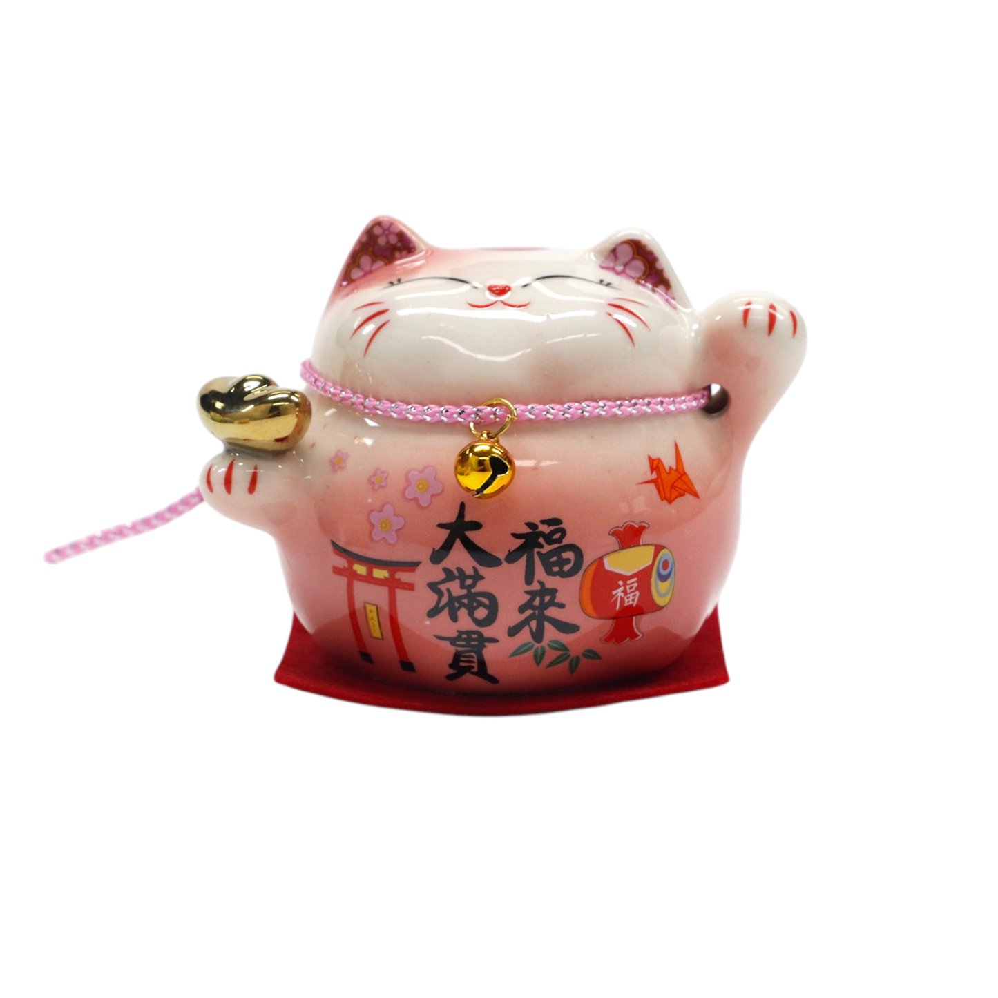 Pink Lucky Cat - Ceramic Figurine