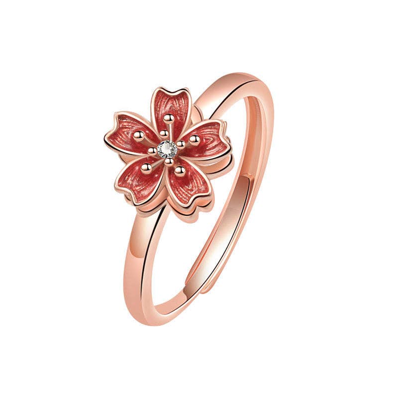 Peach Blossom Fidget Spinner Ring in 925 Sterling Silver: Solid Copper