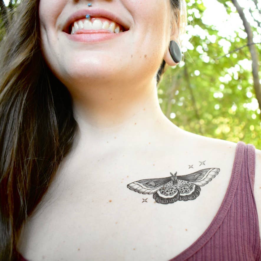 Nature Tats - Night Moth Temporary Tattoo: 1-Pack