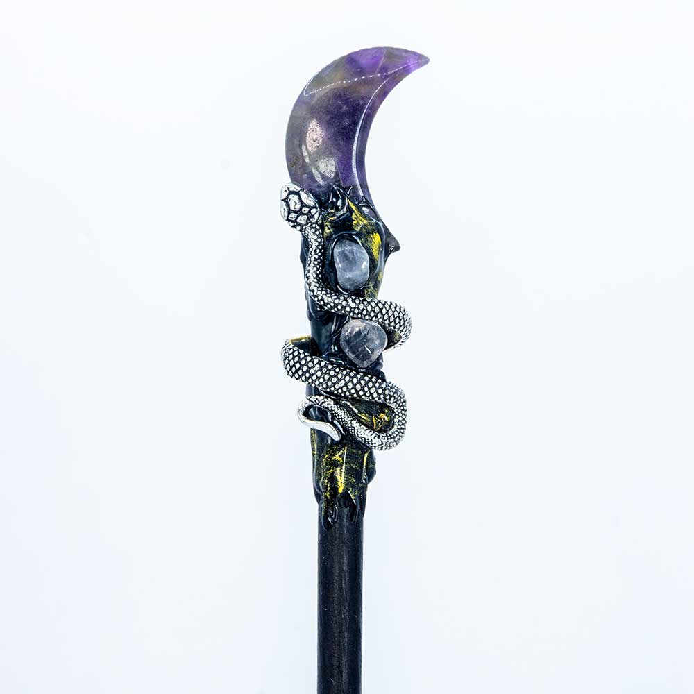 Magic Wand w/ Gift Box - Amethyst Moon & Snake (Each): Amethyst