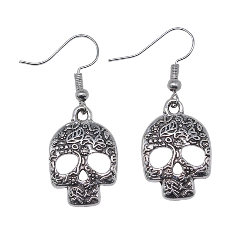 Punk Skull Earrings: Sliver