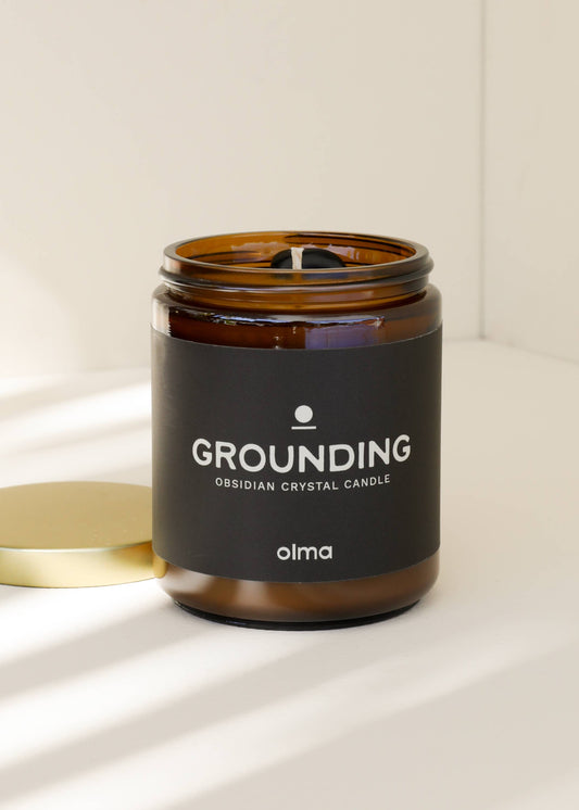 Grounding Intention Candle - Obsidian Crystal - Amber: 9oz