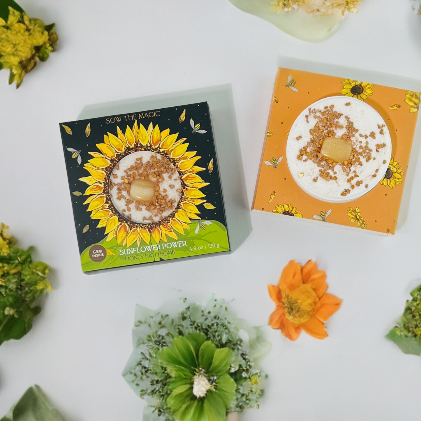 Sunflower Power Honey Bath Bomb with Amber *S