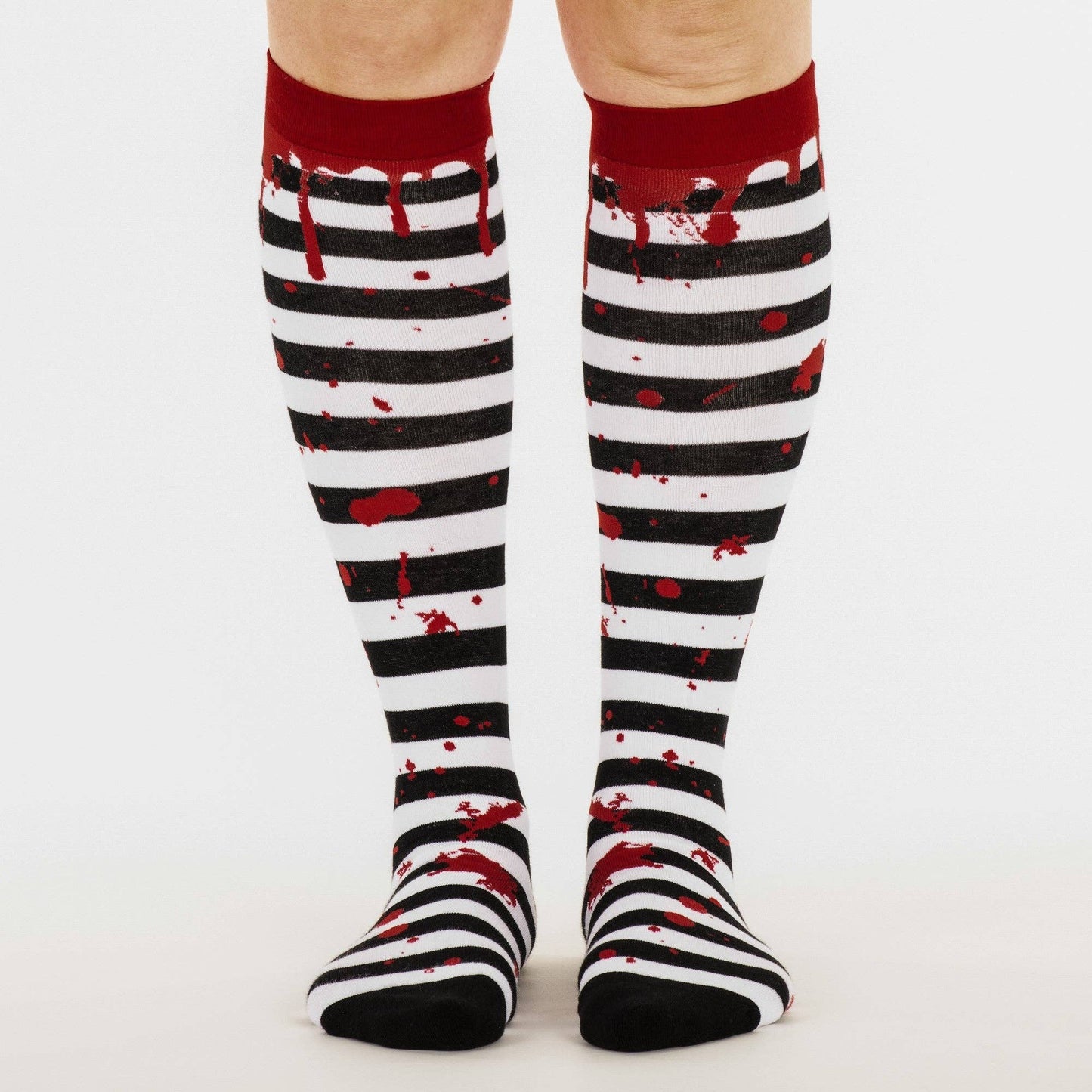 Socks - Foot Clothes - Sanguine Stripes Blood Spatter Knee High