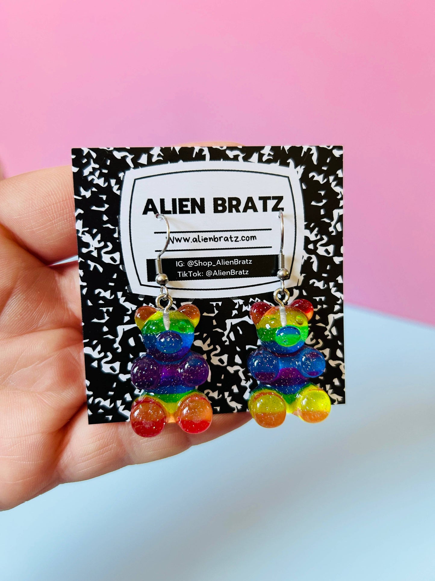 Rainbow Bear Earrings Rainbow Earrings Pride Earrings 
