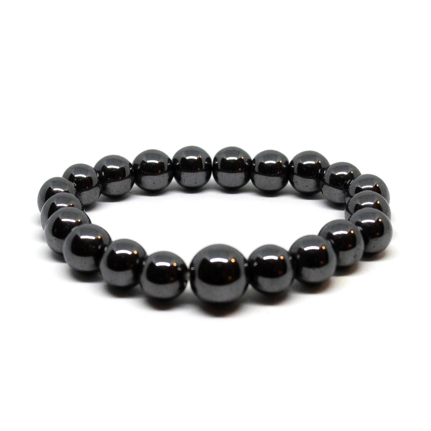 Large Size Hematite Beaded Bracelet - Wrist Mala - 10mm