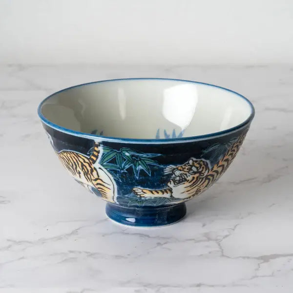 Tiger Design Porcelain Bowl Navy