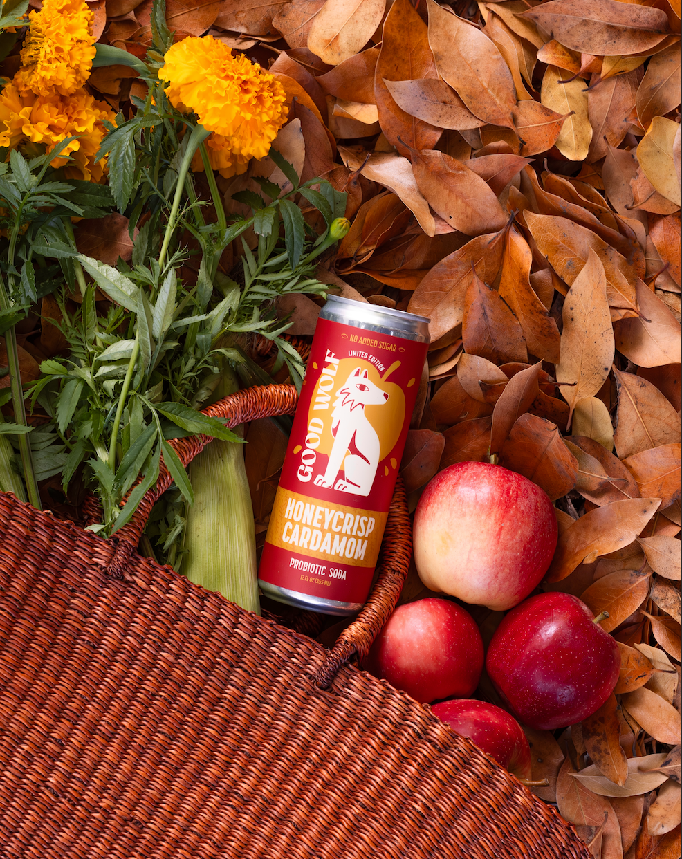 Honeycrisp Cardamom Probiotic Soda - No Added Sugar - 12oz