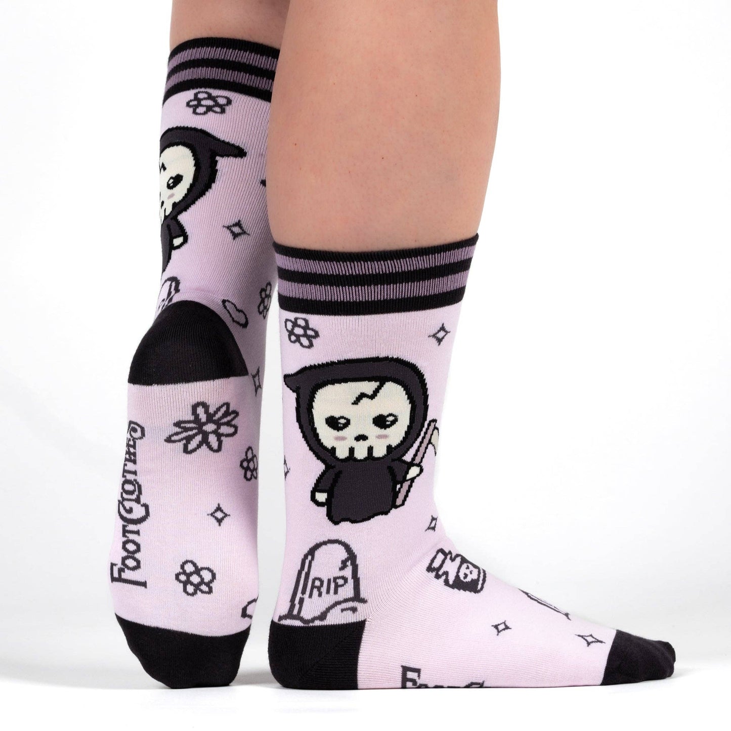 Socks - Foot Clothes - Pastel Goth Grim Reaper Crew