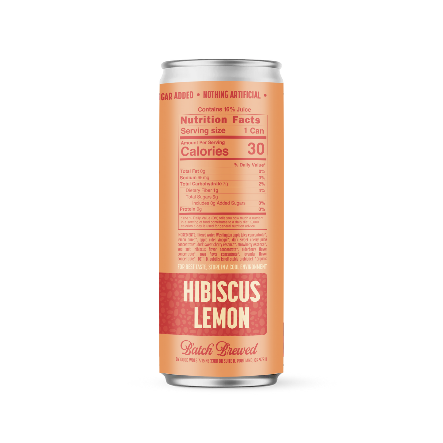 Hibiscus Lemon Probiotic Soda  -No Added Sugar; Hand-Crafted