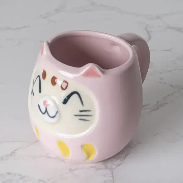 Japanese Daruma Cat Yunomi Style Tea Mug