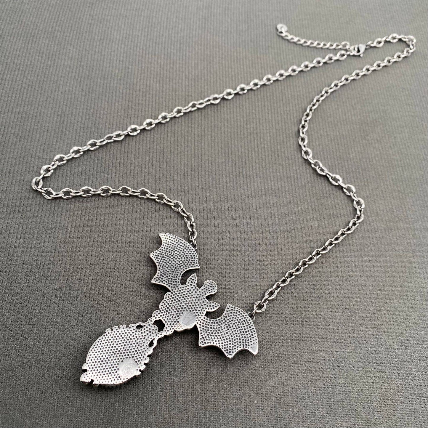 Gothic Skull Bat Demon Stainless Steel Necklace - GT
