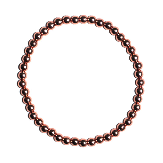 Solid Copper Beaded Bracelet with Bag: 4mm round beads