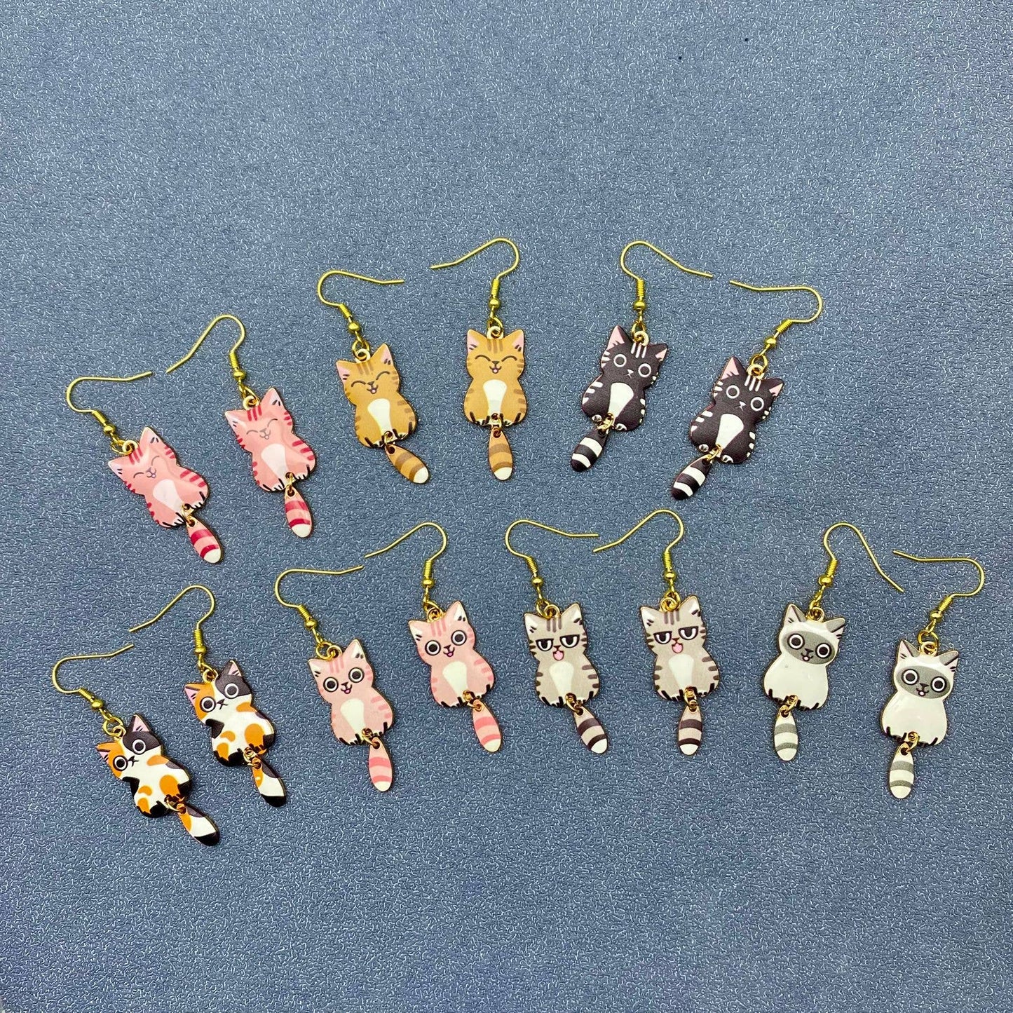 Earrings - Pink Cat Dangle