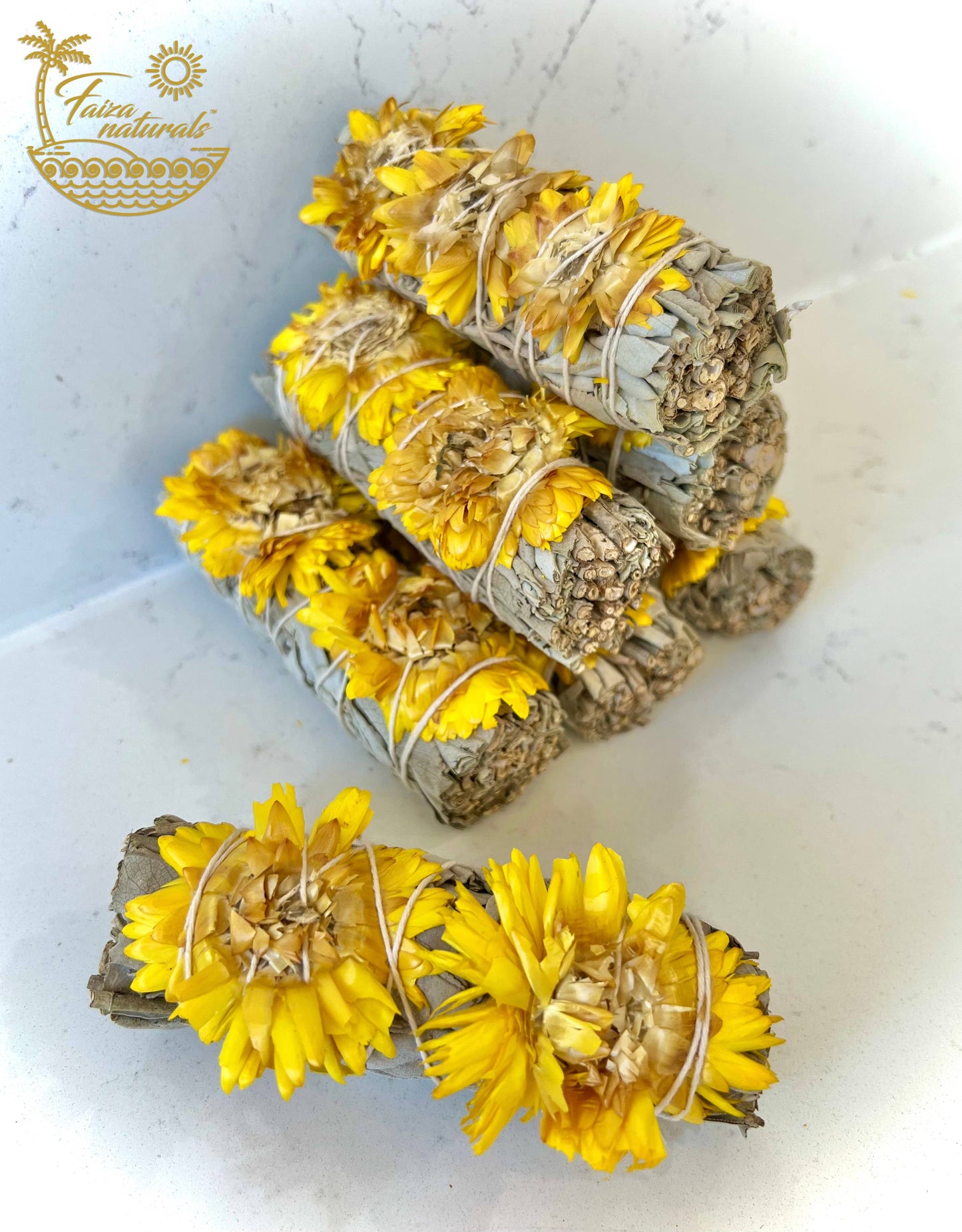 White Sage with Yellow Flowers - Smudge Bundle 4"