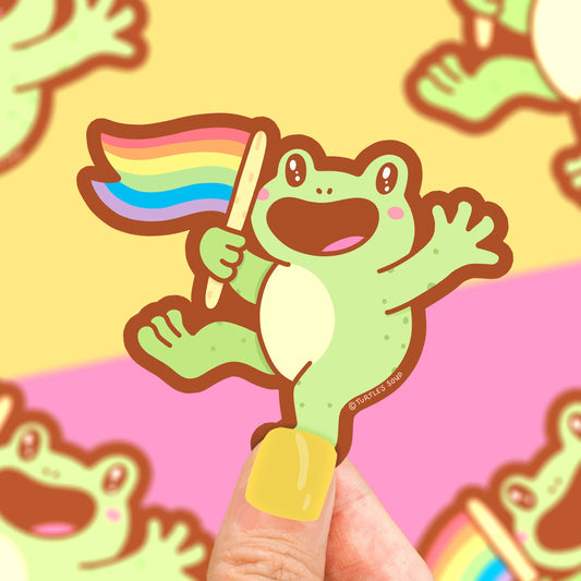 Stickers - TS - Pride LGBT+ Ally Flag Rainbow Frog Vinyl Sticker