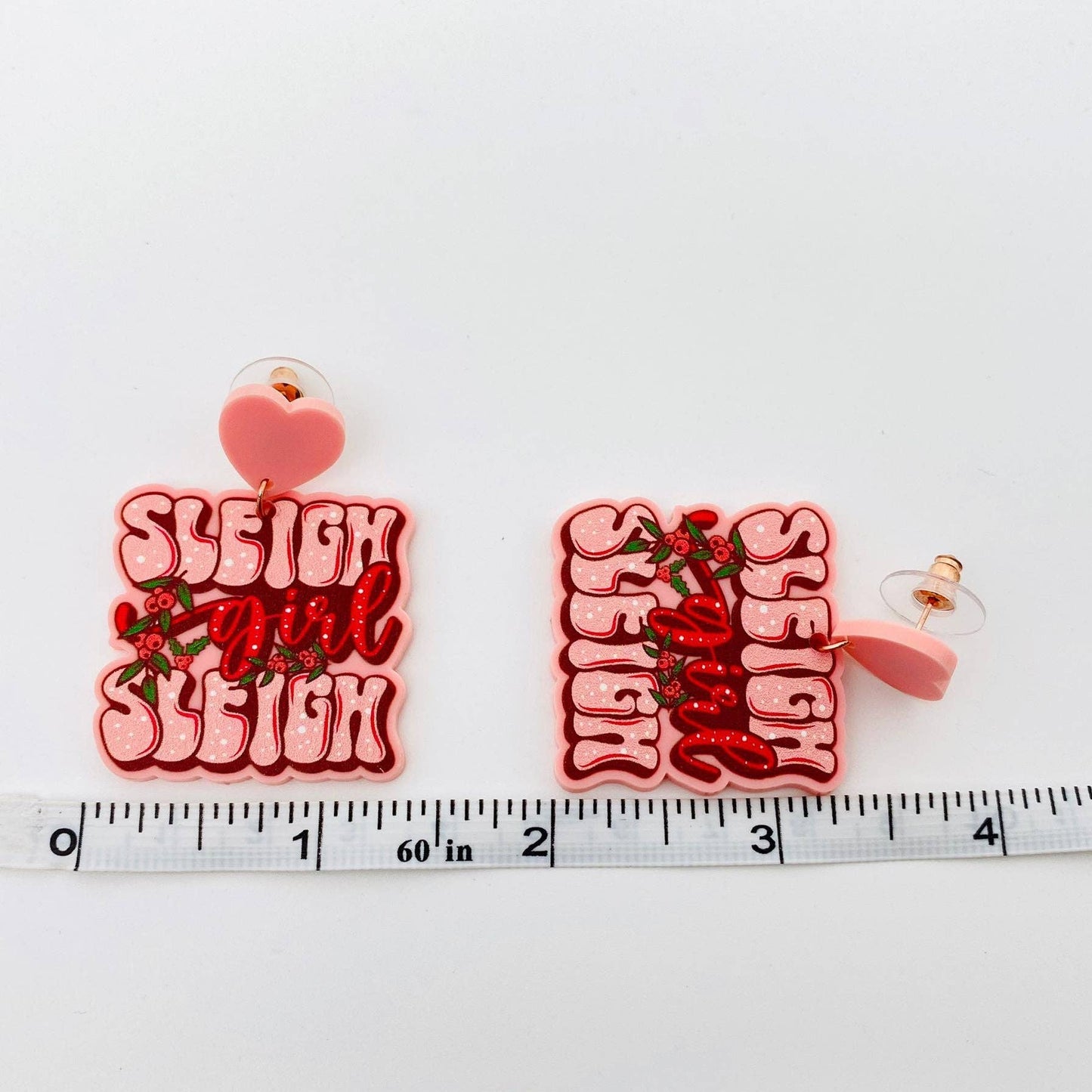 Earrings - Holiday - "Sleigh Girl" Heart