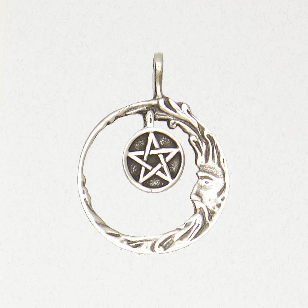 Nirvana Wicca Pendant - Pentacle Moon Pewter