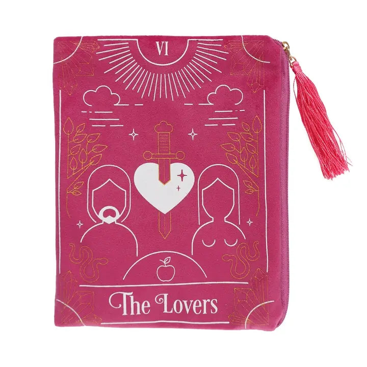 Zippered Tarot Card Bag - Lovers Pink or Moon Black