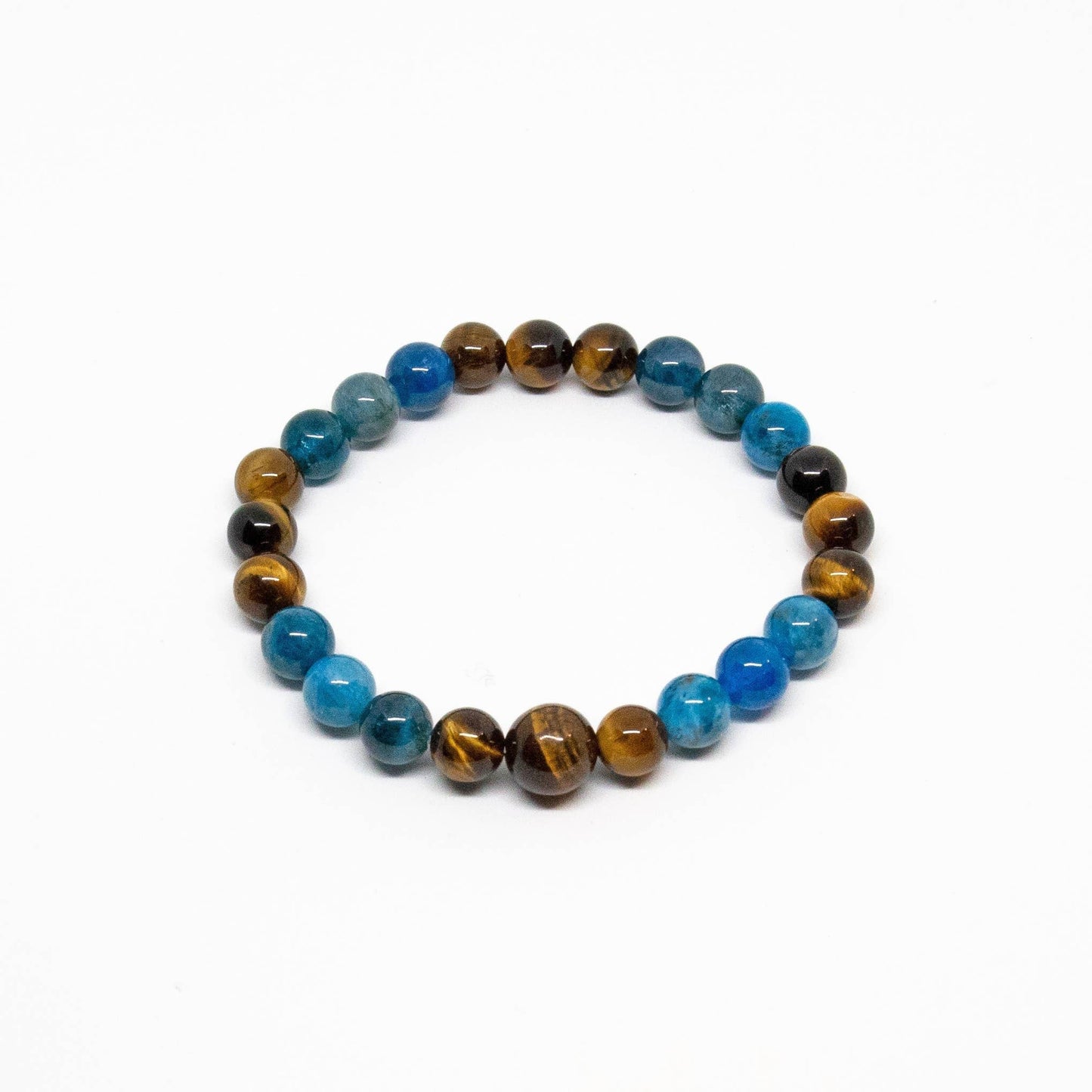 Beaded Bracelet - Apatite & Tiger's Eye Wrist Mala - 8mm