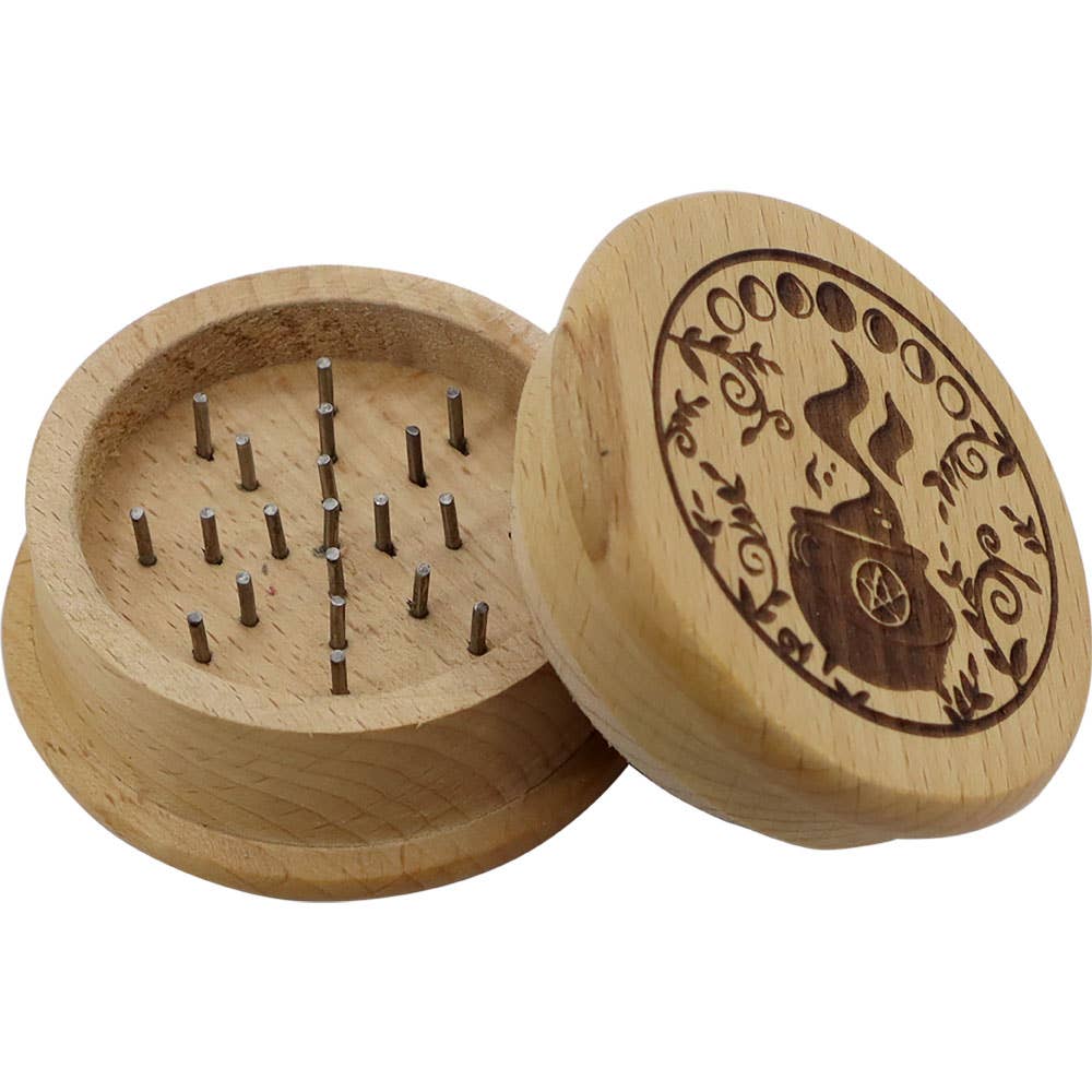 Wood Herb Grinder - Cauldron (Each)